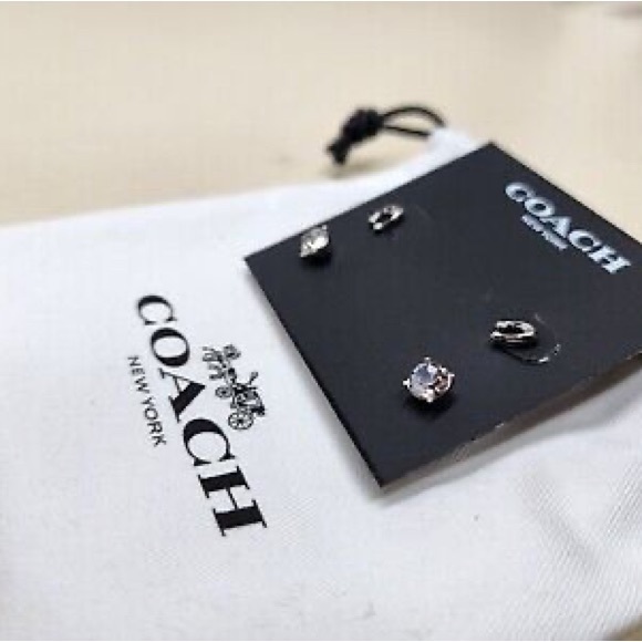 COACH SIGNATURE & STONE 💎 STUD EARRINGS SET. New - Picture 4 of 5